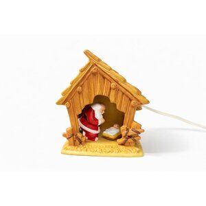 Christmas Nativity The Kneeling Santa Light Up Ceramic Manger ROMAN Inc Santa